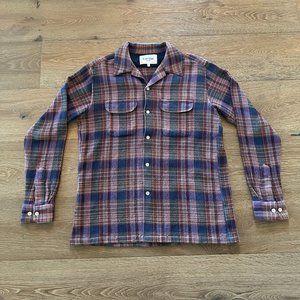 Corridor NYC. Purple Textured Loose-Weave Camp Collar Button Down. Size Small.